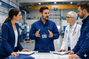 Rappresentante dei Lavoratori per la Sicurezza durante riunione aziendale sulla prevenzione